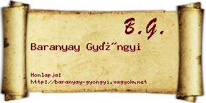 Baranyay Gyöngyi névjegykártya